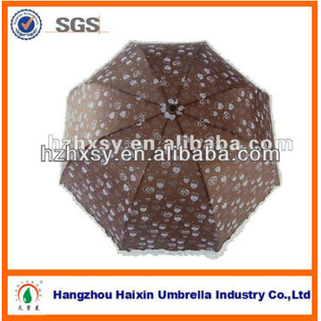 Guarda-chuva dobrável do parasol do corpo 3 da cor do chocolate